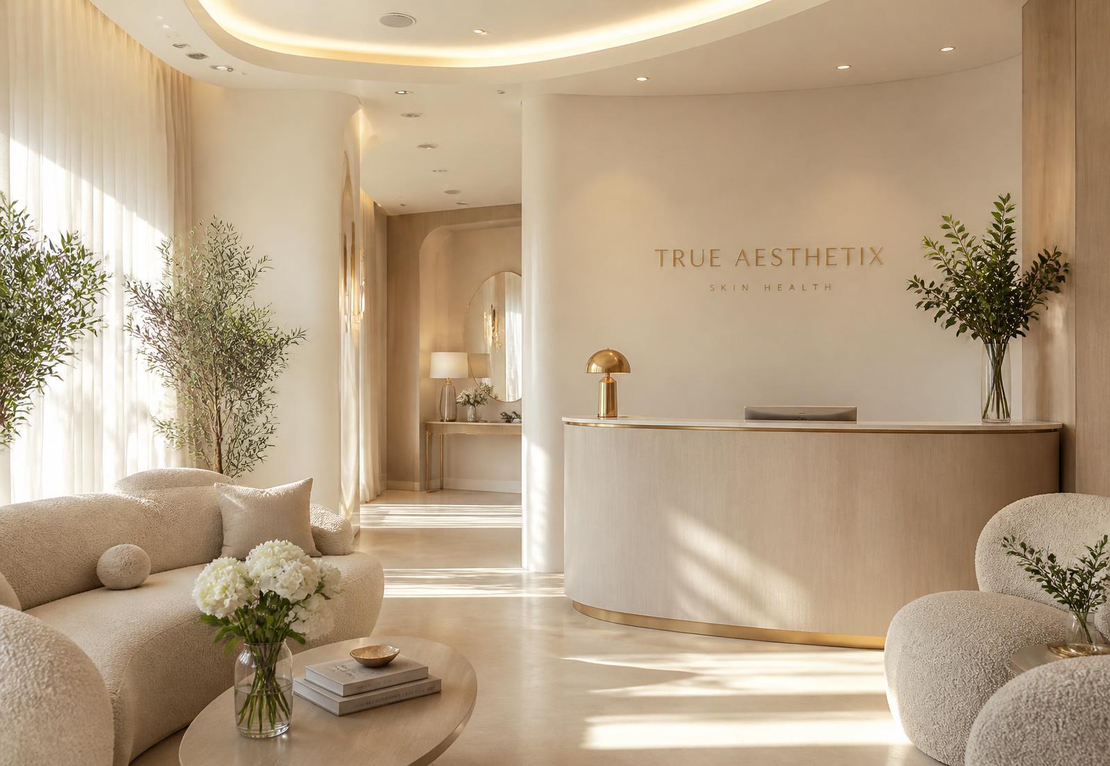 Warm ivory reception area of the clinic
