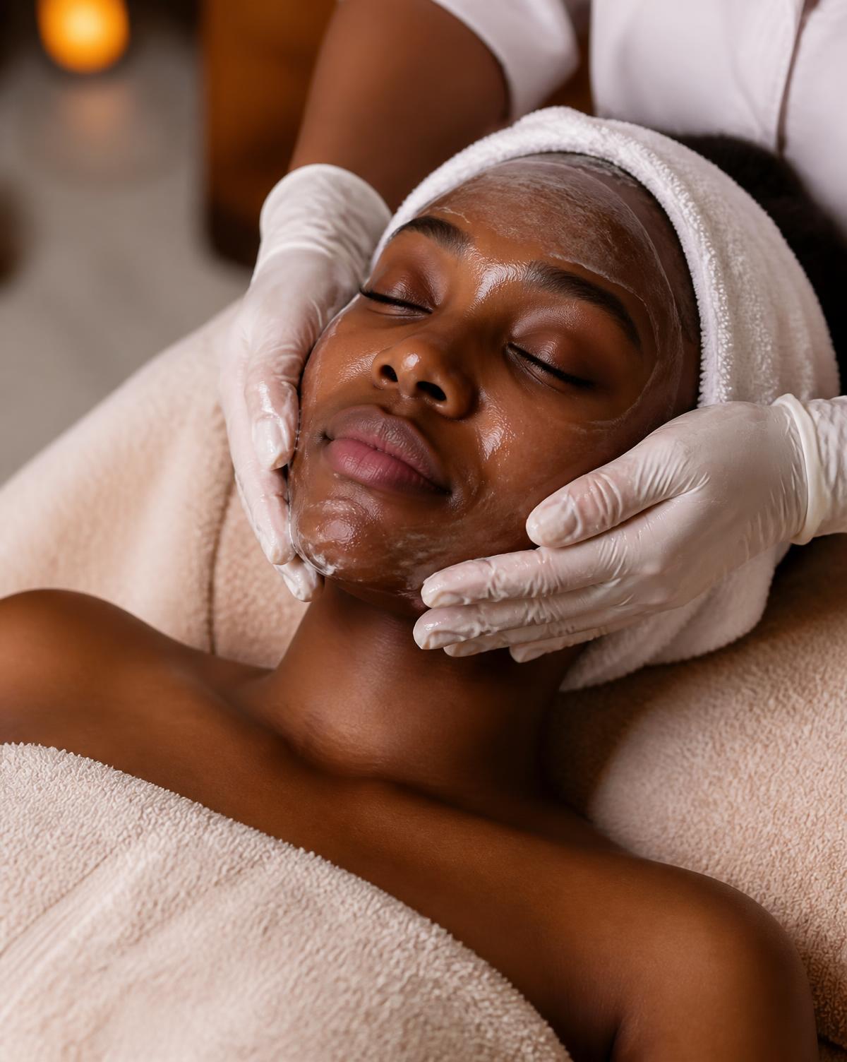 Client receiving a gentle facial treatment