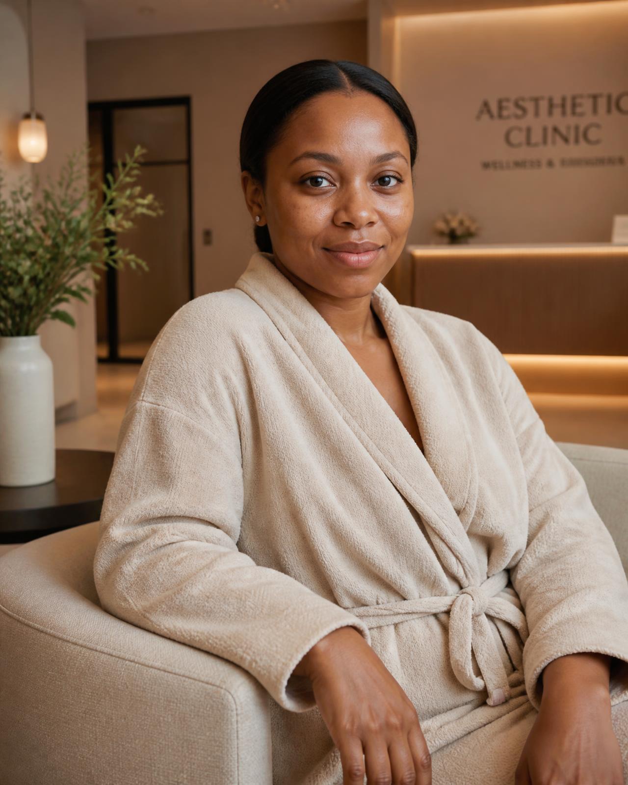 Client relaxing in the Realign Aesthetic Clinic lounge